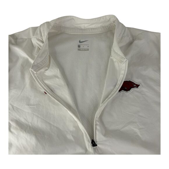 Arkansas Razorbacks Nike Jacket Mens S Windbreaker 1/4 Zip White On-Field - Picture 11 of 16